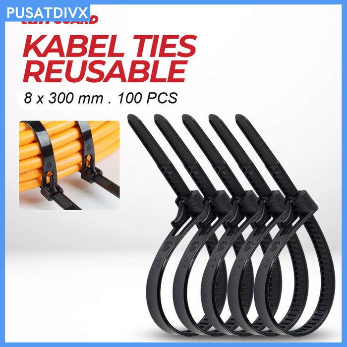 

Sale Taffguard Kabel Ties Zip Cable Organizer Reusable 8X300Mm 100 Pcs