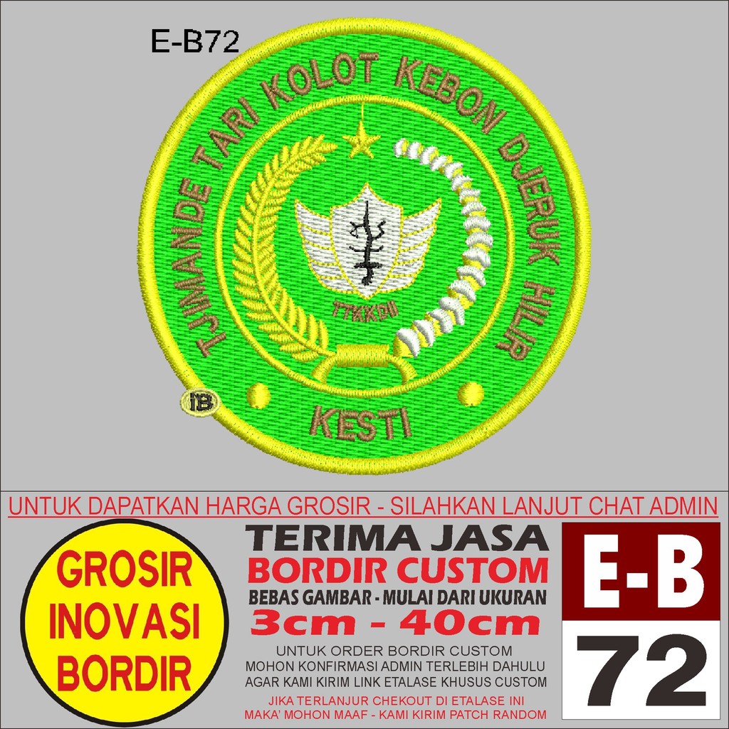PATCH BORDIR E-B72 LOGO TJIMANDE TARI KOLOT KEBON DJERUK HILIR - GIB REVIEW/TESTIMONI