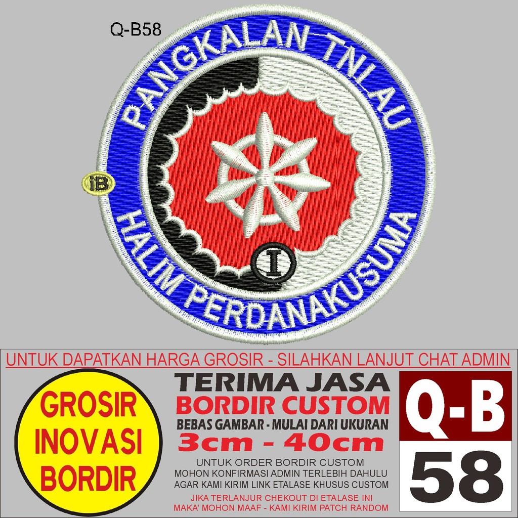 PATCH BORDIR Q-B58 LOGO  PANGKALAN TNI AU - GIB REVIEW/TESTIMONI