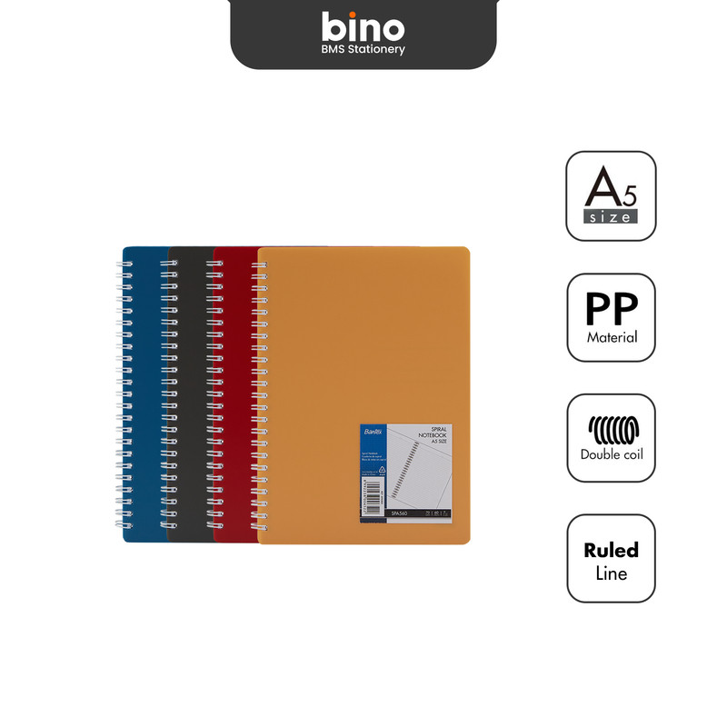 

[BMS Tangerang] Bantex Spiral Notebook A5 Kertas 70g Bergaris Warna Klasik SPA560