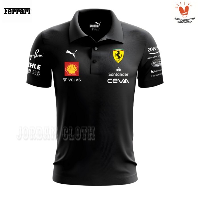 Polo shirt Kaos Kerah Ferrari Scuderia Team Formula One F1 Racing
