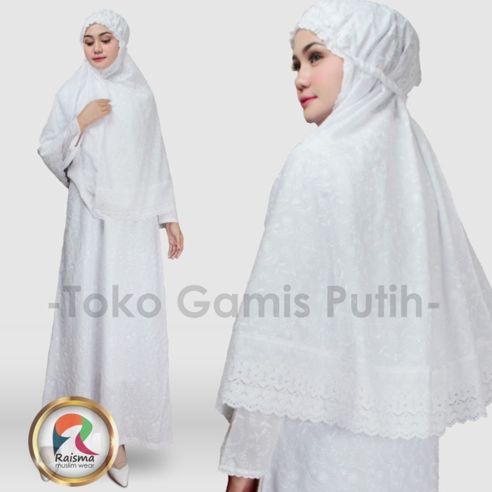 REDI STOK KAKAK SIAP KIRIM SETELAN SYARI PUTIH GAMIS SYARI PUTIH SET JILBAB Kode 975
