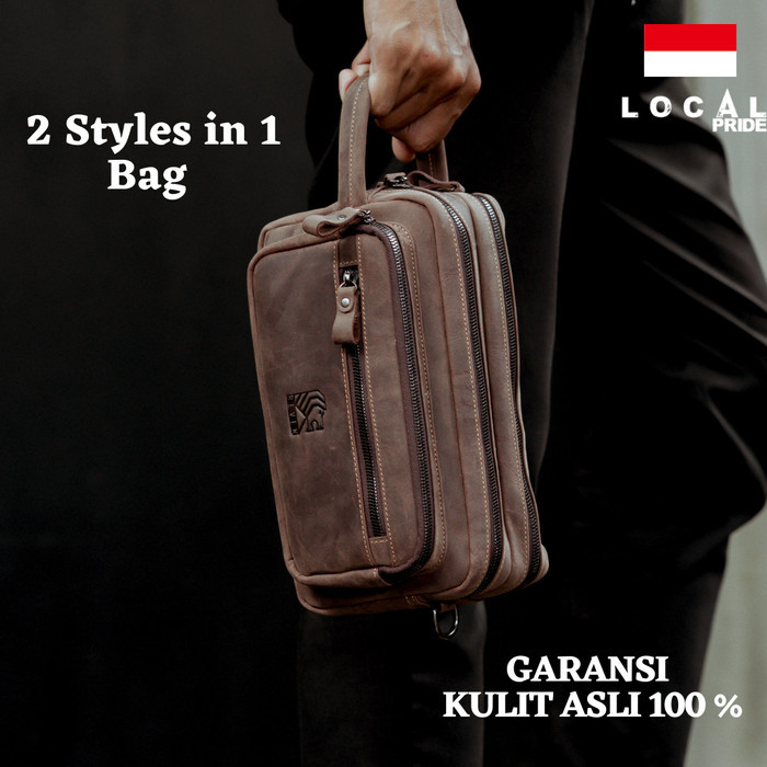 Pouch Bag Pria Kulit Asli Clutch Handbag Genuine Leather Reven Nakula