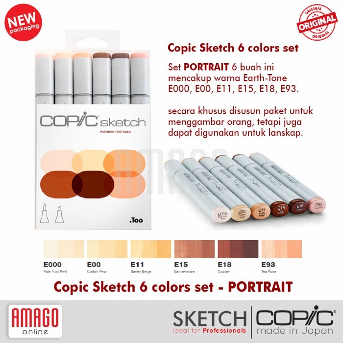 

COPIC SKETCH - SET ISI 6 WARNA - PORTRAIT (SKIN TONE) - CSM/6PT