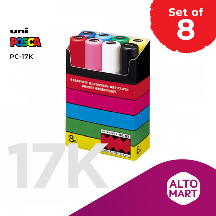 

HOT SALE! UNI Posca PC-17K Acrylic Marker SET 8 Colors Extra Thick Square Tip Spidol Warna Warni