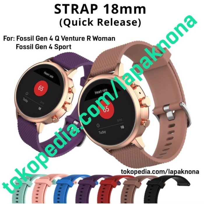 18Mm Silicone Sport Strap Fossil Sport Gen 4 Size 41Mm Woman Jam Tali