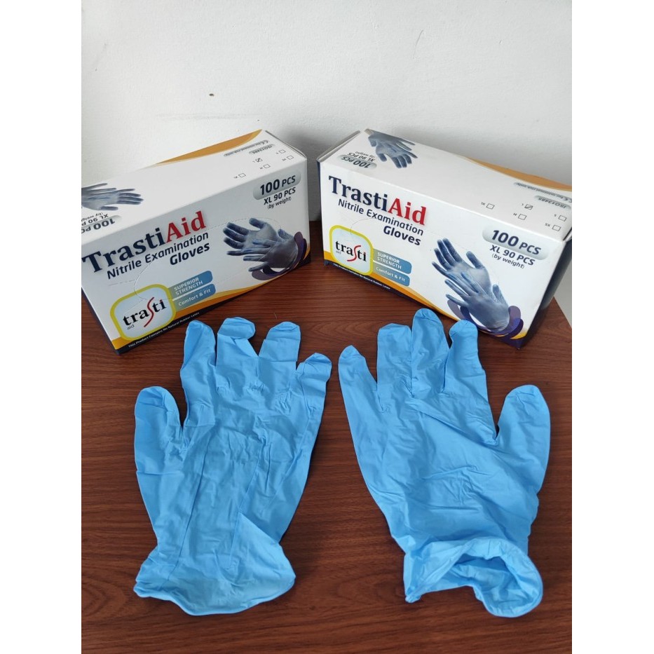 Sarung Tangan Nitrile Medis Trasti Non Powder 100Pcs Kemenkes - S,M,L