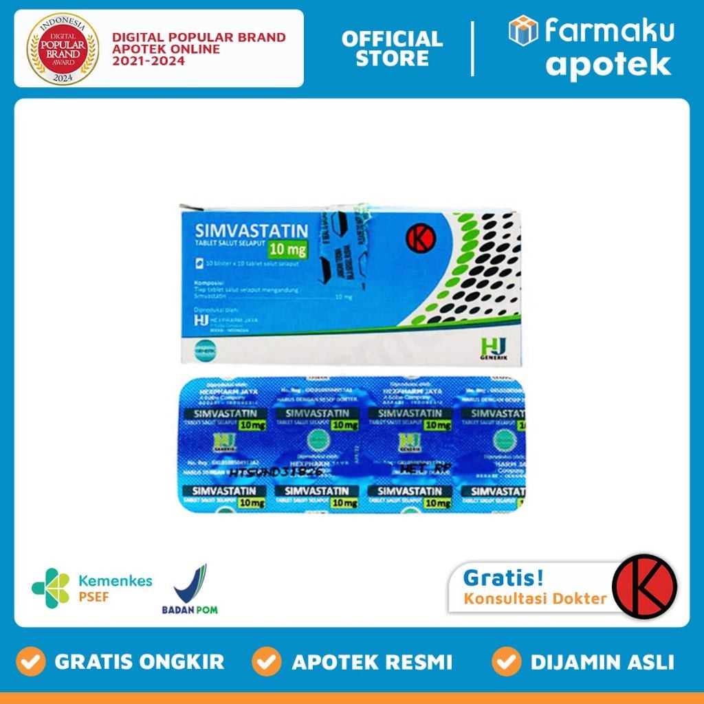 Simvastatin 10 mg HexpBlister 10 tablet salut selaput - TMG