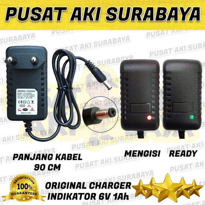 ORIGINAL CHARGER 6 VOLT ADAPTOR MOTOR ANAK MOBILAN AKI PMB VESPA PLIKO