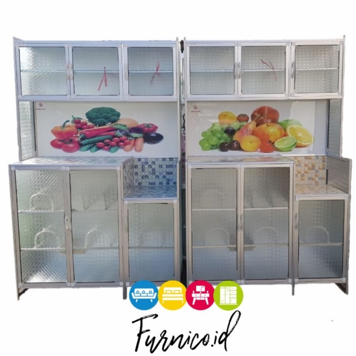 Rak Lemari Piring Alumunium 3 Pintu Kitchen Set Free Ongkir Bandung