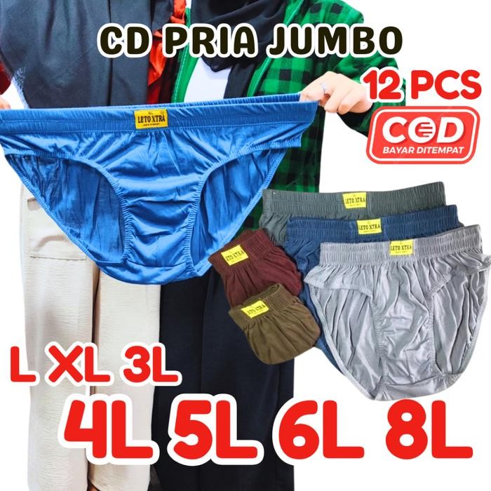 Best Seller Lusinan 12 Pcs Celana Dalam Pria Polos Jumbo Leto / Cd Pria Jumbo Premium Murah