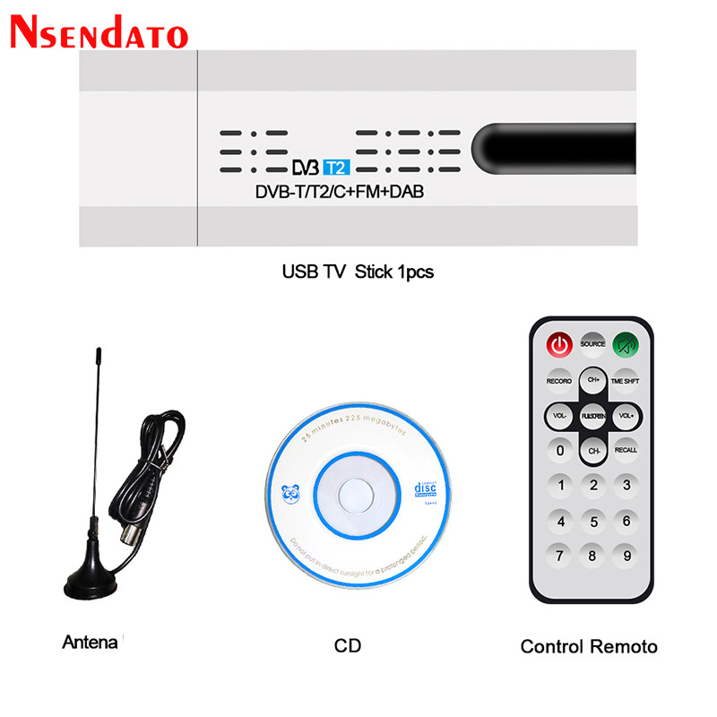 GOODRISE DVB-T2/T USB TV Stick with Antenna Remote for DVB-T2/DVB-C/FM/DAB Digital Satellite DVB T2 