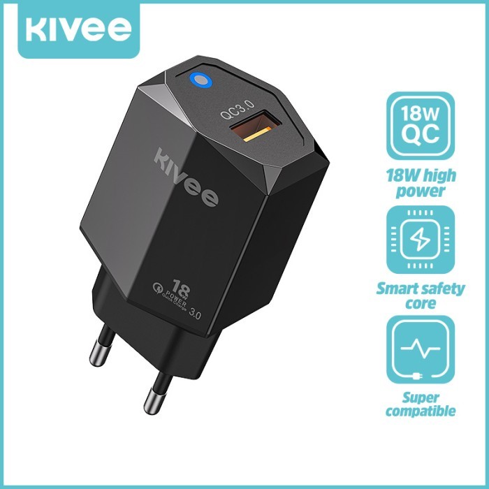 Wall Charger Kivee Qc3.0 + Pd 18W Fast Charger Light Display 5V/3A