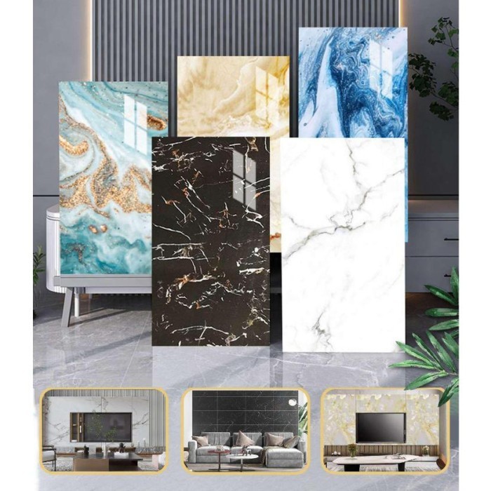 UV Marmer Marble Board PVC Wall Marmer Board Dekorasi Dinding Kamar Mandi Backdrop TV Corak Marmer
