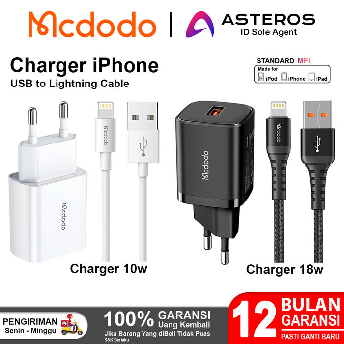 Mcdodo Charger Iphone 5 6 7 8 Xr Usb Lightning Fast Charging 10W -18W