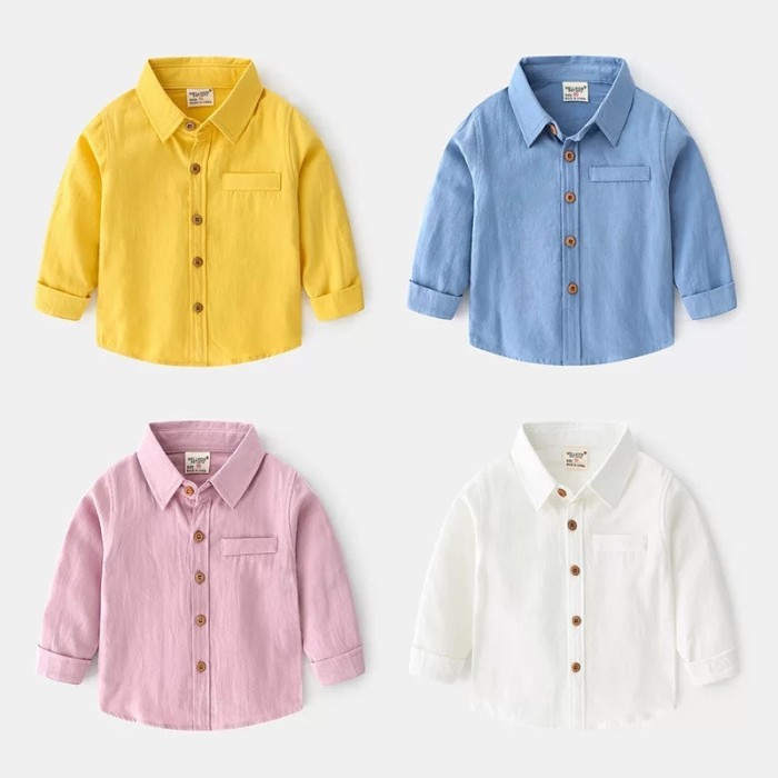 [513181] - Kemeja Polos Lengan Panjang Anak Cowok - Plain Color