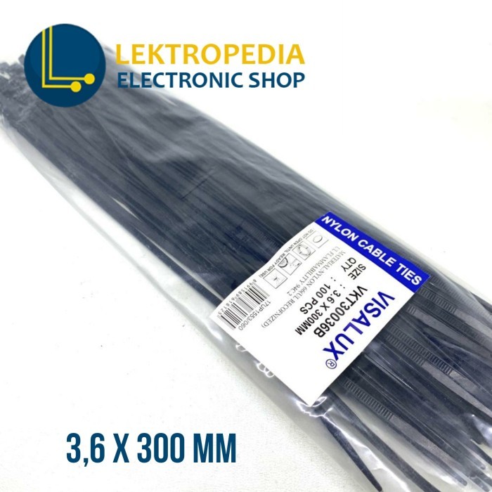 

{{{{}}] Kabel Ties HITAM 3.6mm 30CM VISALUX isi 100 Tie Pengikat 30 cm 300mm