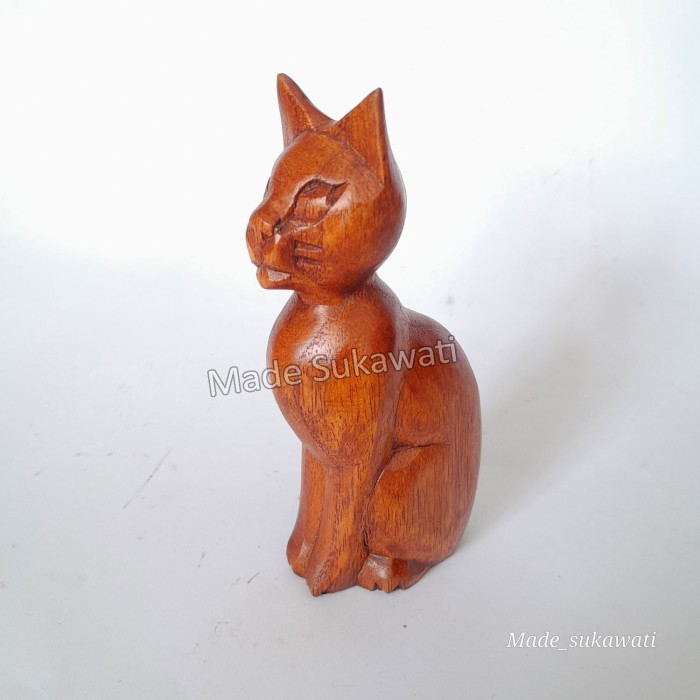 ~~~] Patung kayu kucing Duduk mini kerajinan ukiran handmade Bali