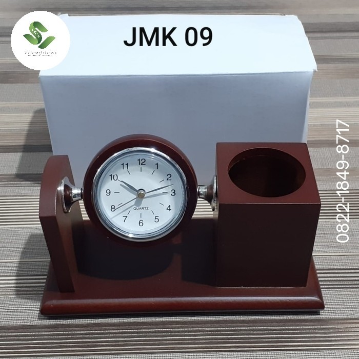 

HOT SALE! Tempat Pen Pena Jam Meja Kayu Wooden Desk Clock Souvenir Pen Holder