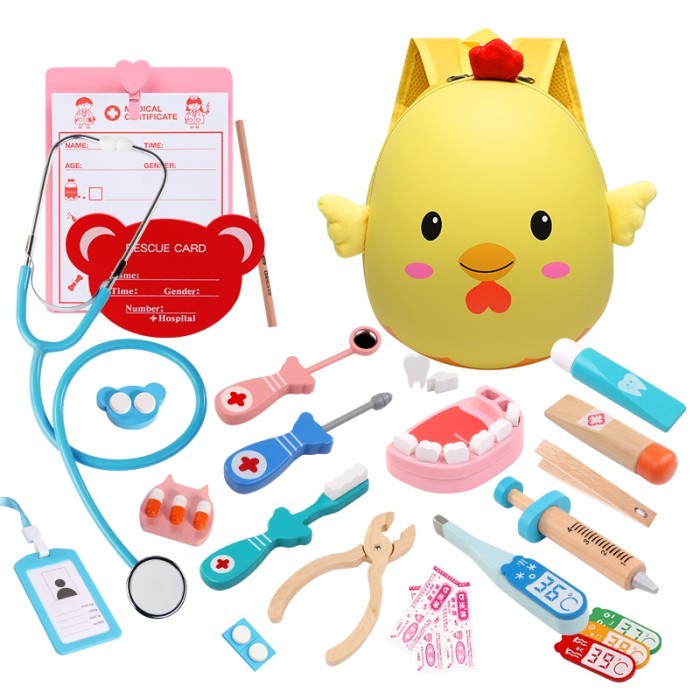 Wooden Doctor Dentist Set mainan edukasi dokter gigi kayu play pretend