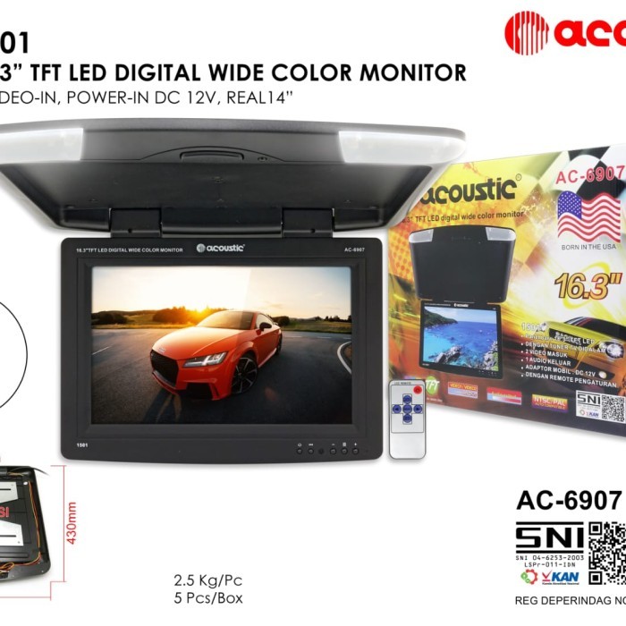 tv plafon led acoustic 16 inch bukan 15 inc - tv roof mobil acoustic