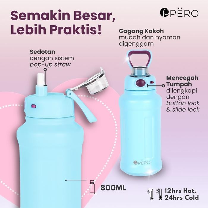 [EXCLUSIVE JORDI ONSU] PERO PERMOS MOON LOCKING BOTTLE 800ML LEAKPROOF / BOTOL MINUM TUMBLER VAKUM
