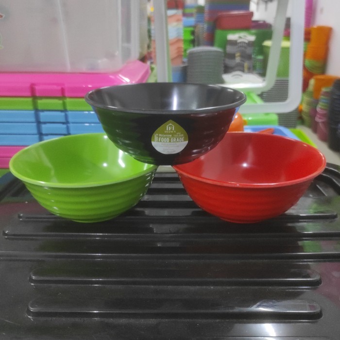$+$+$+$+] Mangkok Mie Melamin Merah Hijau Hitam Oriental 6" Fancy 4306
