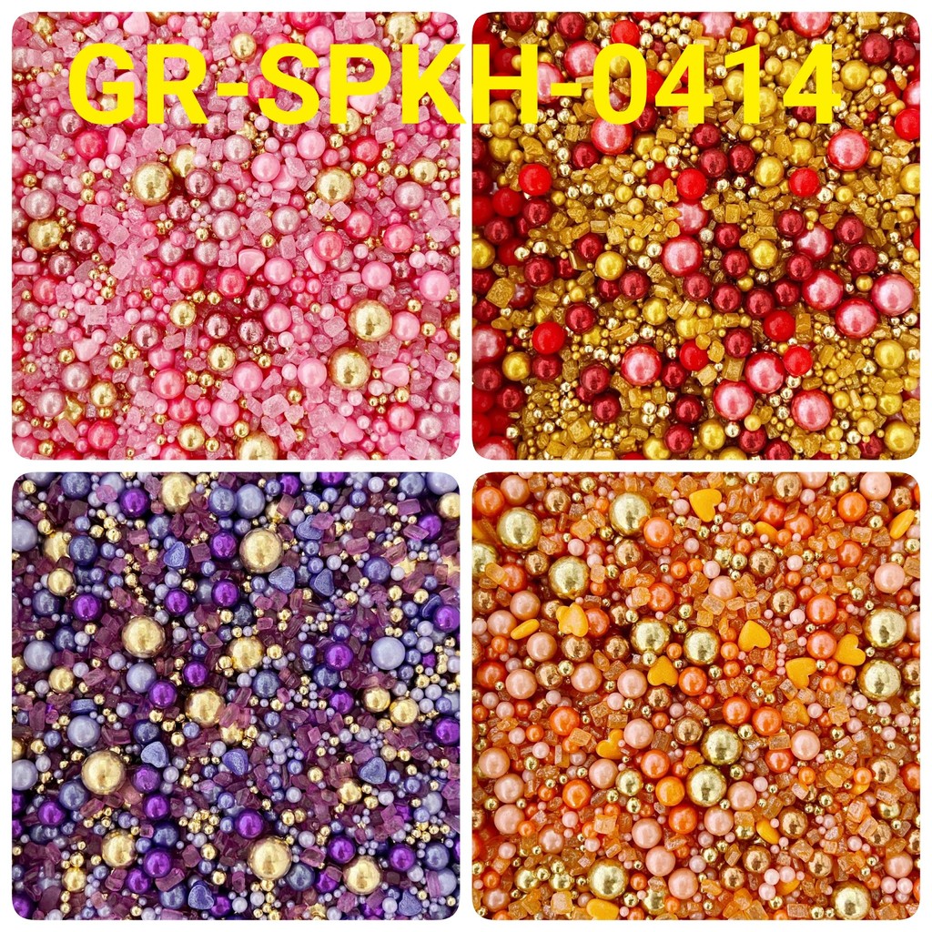 GR-SPKH-0414 Trimit springkel sprinkles 500gr mutiara emas pink orange (Sprinkles)