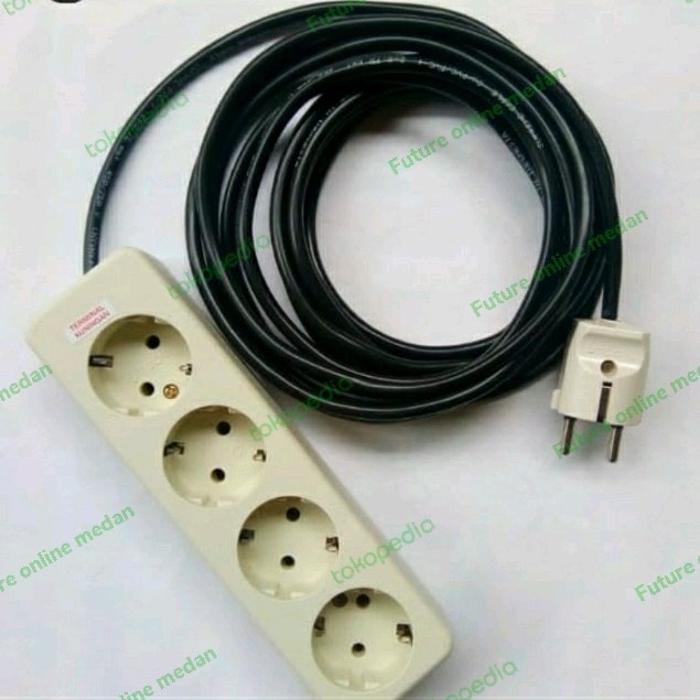&<&<&<&] Stop kontak uticon 4 lubang + steker + kabel 5 meter rakitan toko SNI