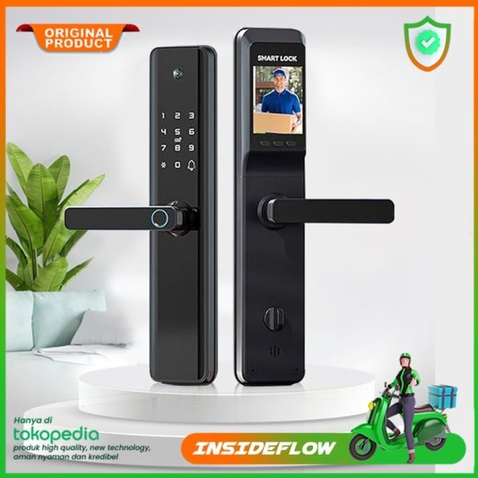 Smart Door Lock Gagang Layar Kunci Pintu Rumah Fingerprint Password Kartu Key