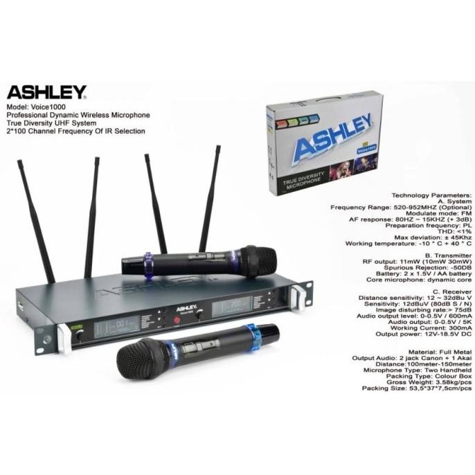 Mic Wireless Ashley Ct One  Mic Wireless Ashley 2 Mic Terlaris