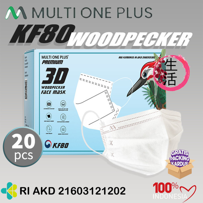 Masker Multi One Plus 3ply KF80 / Woodpecker isi 20