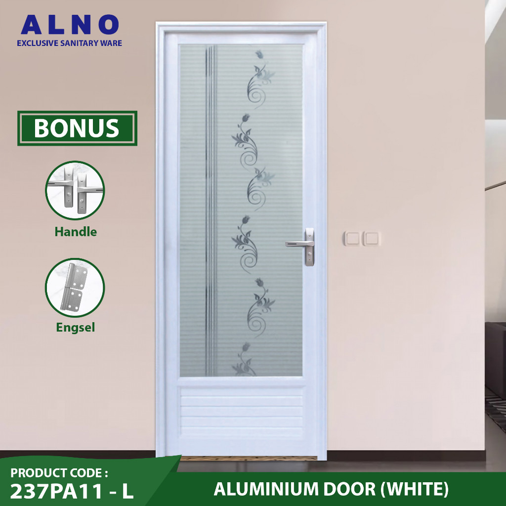 Pintu Kamar Mandi Alno Pintu Toilet Alumunium Putih Bercorak - 237PA11