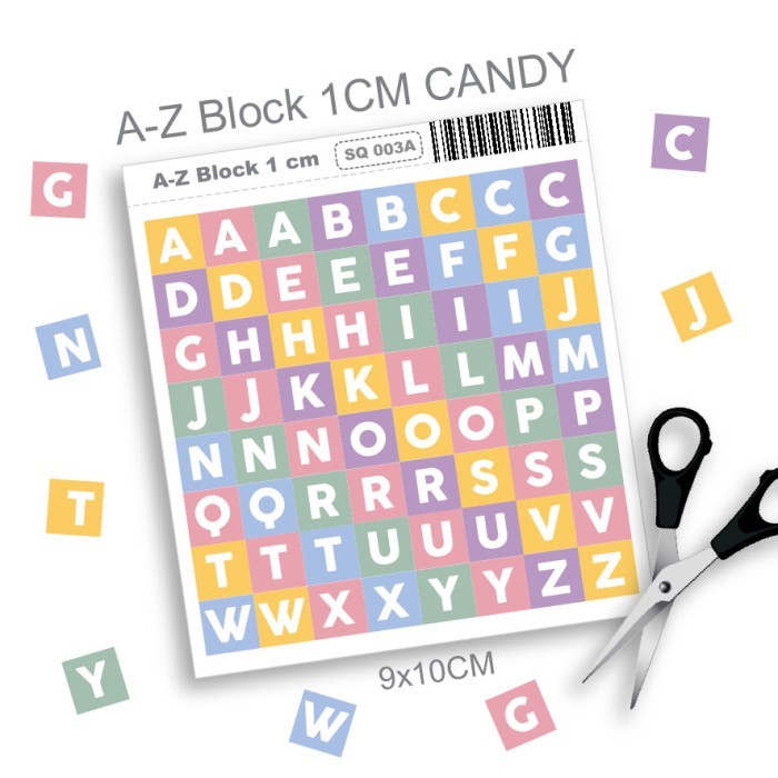 

'+'+'+'+] Stiker Huruf Letter Block Candy Retro by Sticker Party Laminasi SQ003