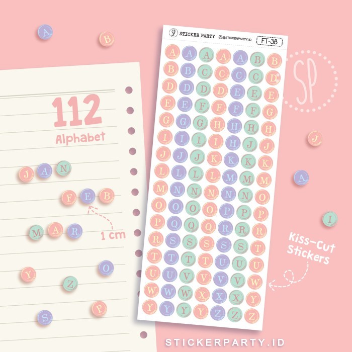 

Ready stock] Stiker Huruf Alfabet Kiss Cut Hijau Ungu 1 CM Typewriter Block (FT-38)