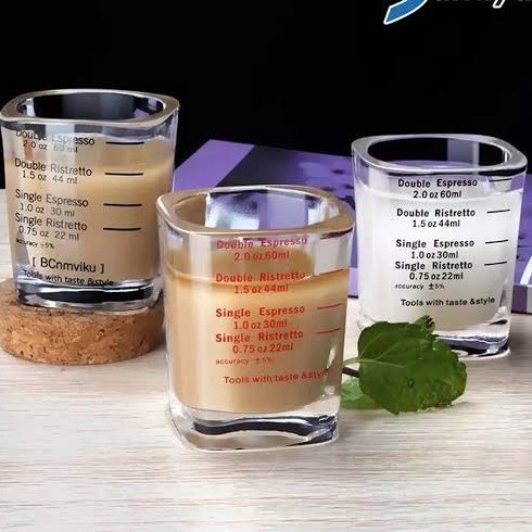 favorit] Gelas Kecil Sloki Ukur Takar Kotak Shot Shooter Espresso Kaca 60ML
