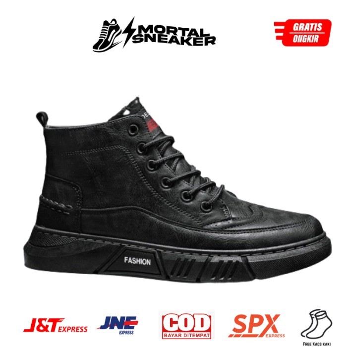 TERLARIS SEPATU SNEAKER BOOTS MURAH PREMIUM IMPORT MORTAL SNEAKER PRIA PROYEK KERJA BLACKJADE