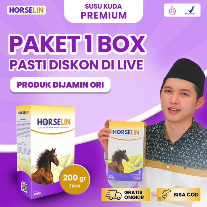 

Horselin Susu Kuda Premium 1 Box200gr Cegah Pengapuran Tulang, Nyeri Sendi Dan Rematik