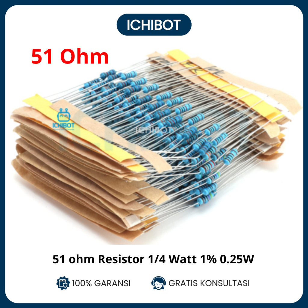5.1 Ohm 5R1 Resistor 1/4 Watt 1% 0.25W