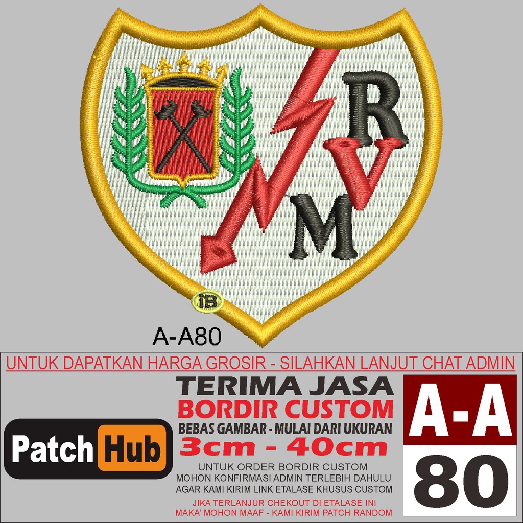 PATCH BORDIR LOGO BOLA LALIGA SPANYOL CLUB RAYO VALLECANO ( A-A80 ) PATCH HUB TESTIMONI