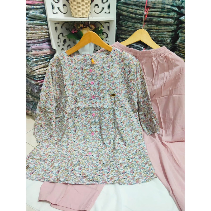 Stln Atasan Bawahan Bju Panjang Satu Set Bju Hari Raya Stelan Baju Oneset Lebaran Remaja Prmpuan Baj