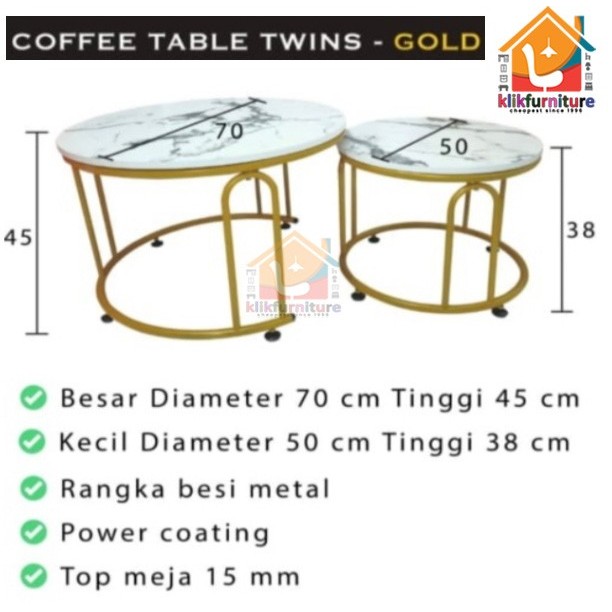 Coffee Table Bulat Meja Tamu Scandinavian Minimalis Modern Ct Twins