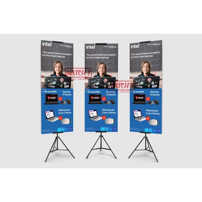 CETAK TRIPOD BANNER 60X80 MURAH, RITRAMA + RANGKA