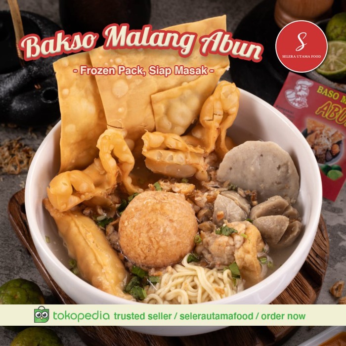 

Bakso Malang Abun Bandung + kuah kaldu, Frozen pack 500gram Siap Masak