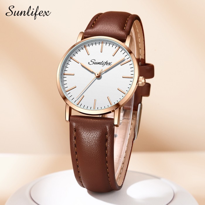 Sunlifex Jam Tangan Wanita Anggun Asli Tali Kulit Jam Tangan Cewek