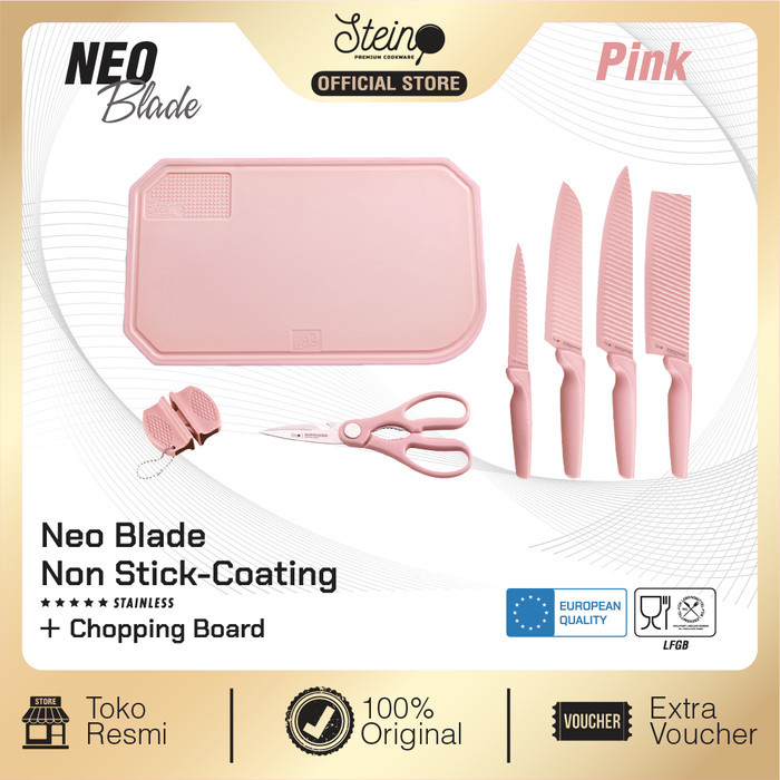 Stein Cookware Neo Blade Pink [Pisau Set + Talenan Set]