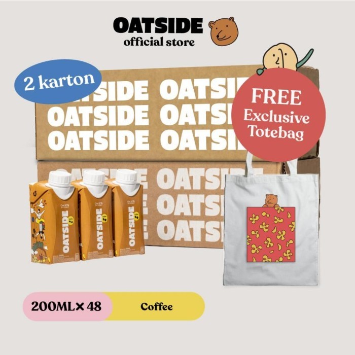 

TERLARIS OATSIDE MINI CAP OAT MILK COFFEE 200ML (48 PCS)(KEMASAN TUTUP BOTOL) FREE TOTE BAG BEAR