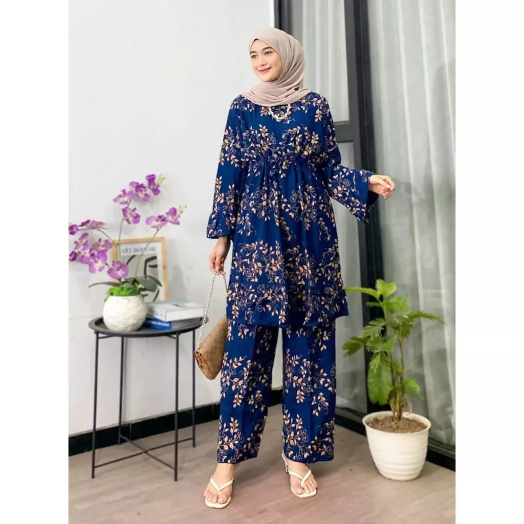 Promo Super Setelan Tunik Okinawa Jumbo Ld 120 One Set Tiedye Setelan Busui Lengan Panjang By