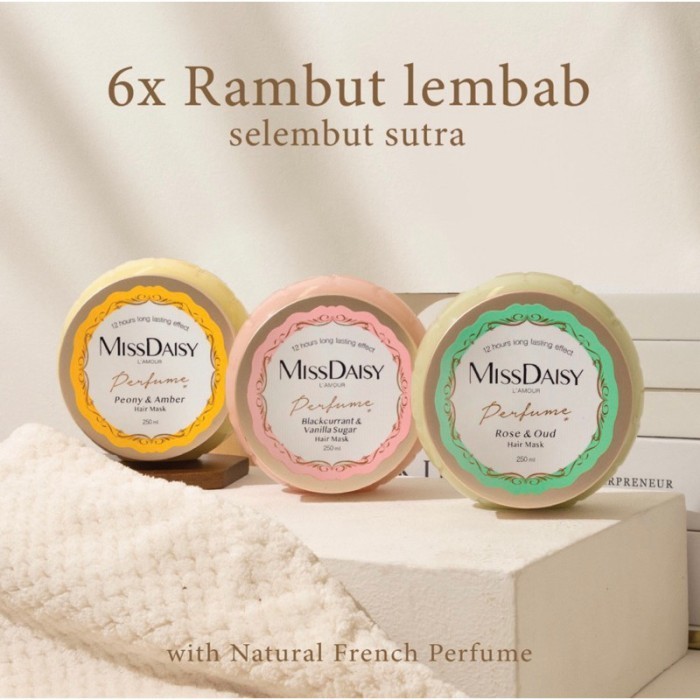 Miss Daisy Hair Mask Rambut Halus Anti Lepek Wangi Tahan Lama French Perfume Hair Mask Bpom Terbaik