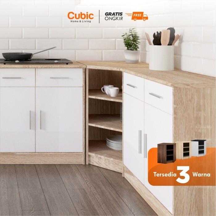 Cubic Kitchen Set Sudut Minimalis / Lemari Bawah Dapur / Elena Ksbs